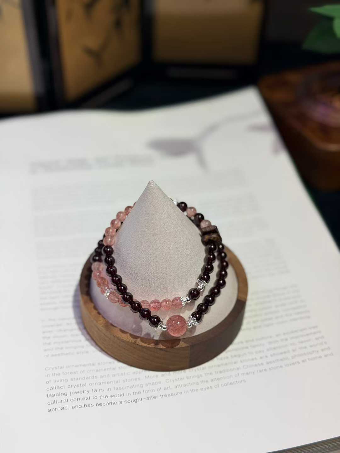 Garnet Strawberry Quartz Agarwood Bracelet